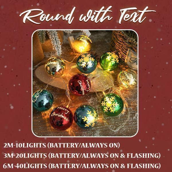Lighted Christmas Tree Twinkle Ornaments - Round with text / 2M-Always On - Hot Sale - CozyBuys