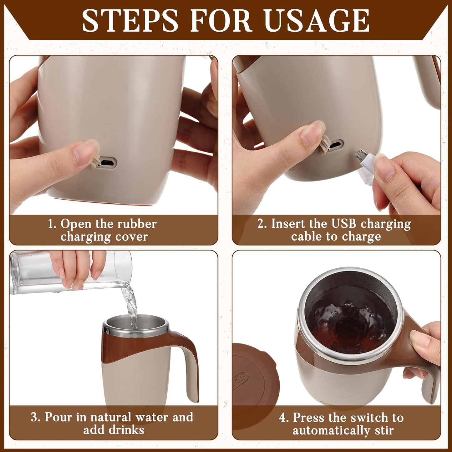 Self Stirring Coffee Mug, Automatic Mug