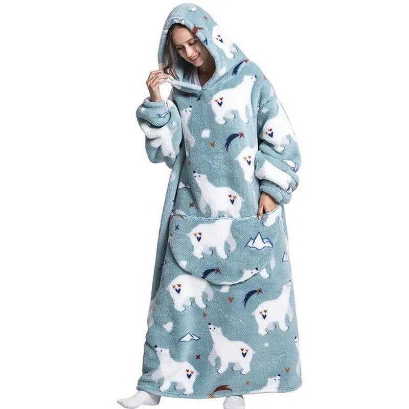 Zurio - Blanket Hoodie - Polar Bear Play / Length 55 inches - CozyBuys