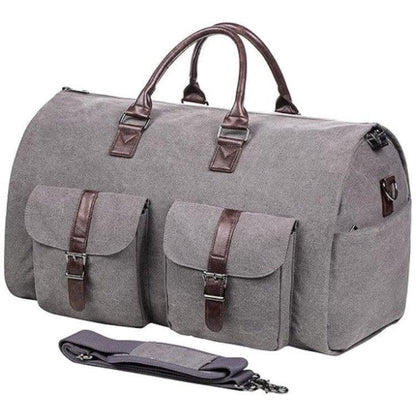 The Convertible Duffle Garment Bag - Canvas - Gray - CozyBuys