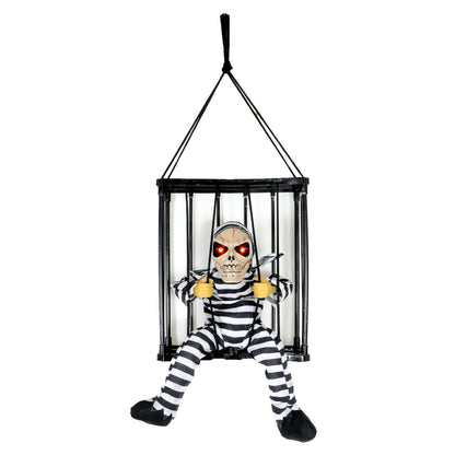 Animated Prisoner Skeleton in Cage - CozyBuys