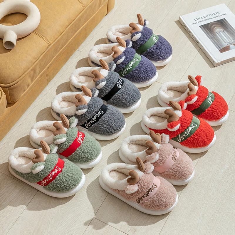 Thick Sole Christmas Deer Slippers