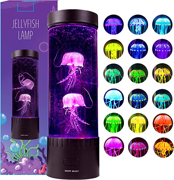 Mini Jellyfish Lamp | Aquarium Night Light | Fish Tank with Moving Fish